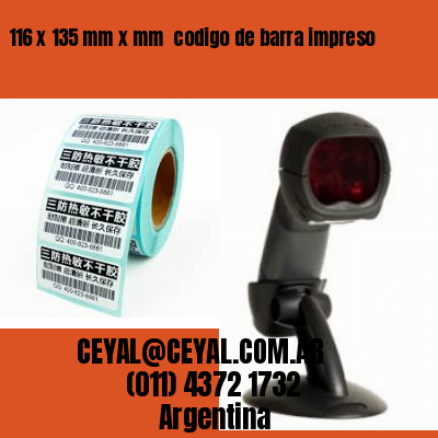 116 x 135 mm x mm  codigo de barra impreso