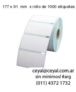 177 x 91  mm  x rollo de 1000 etiquetas x rollos de 5000 etiquet