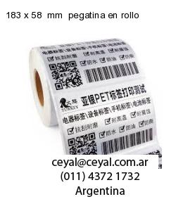183 x 58  mm  pegatina en rollo