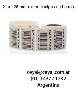 21 x 126 mm x mm  codigos de barras