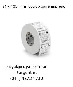 21 x 165  mm  codigo barra impreso