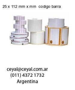 25 x 112 mm x mm  codigo barra