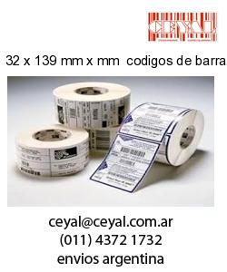32 x 139 mm x mm  codigos de barras