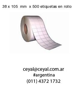 38 x 105  mm  x 500 etiquetas en rollo
