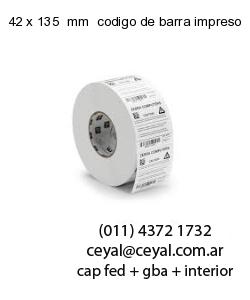 42 x 135  mm  codigo de barra impreso