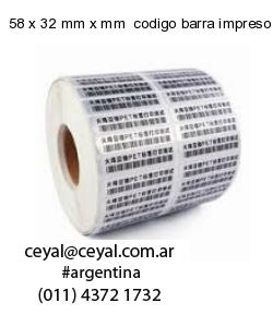 58 x 32 mm x mm  codigo barra impreso