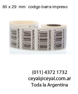 60 x 29  mm  codigo barra impreso