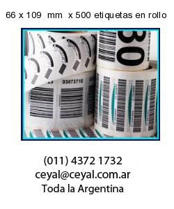 66 x 109  mm  x 500 etiquetas en rollo