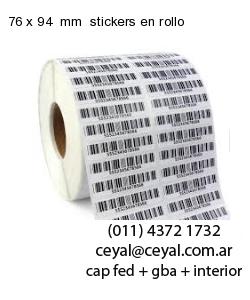 76 x 94  mm  stickers en rollo