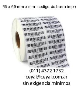 86 x 69 mm x mm  codigo de barra impreso