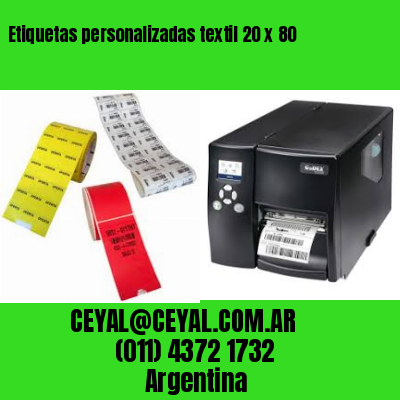 Etiquetas personalizadas textil 20 x 80