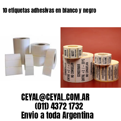 10 etiquetas adhesivas en blanco y negro