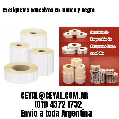 15 etiquetas adhesivas en blanco y negro