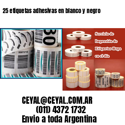 25 etiquetas adhesivas en blanco y negro