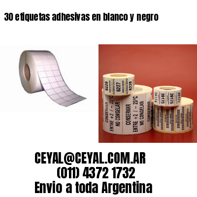 30 etiquetas adhesivas en blanco y negro