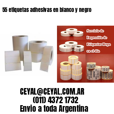 55 etiquetas adhesivas en blanco y negro