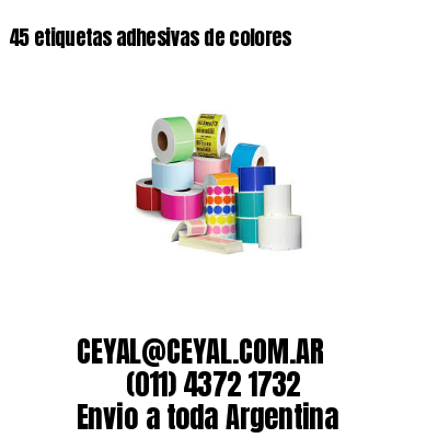 45 etiquetas adhesivas de colores