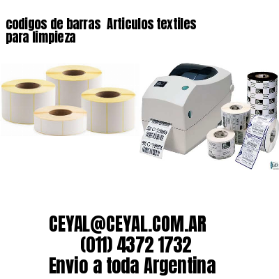 codigos de barras 	Articulos textiles para limpieza