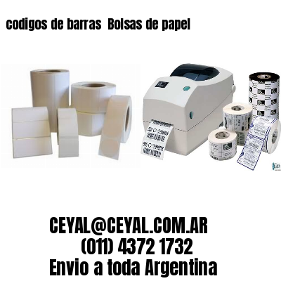 codigos de barras 	Bolsas de papel