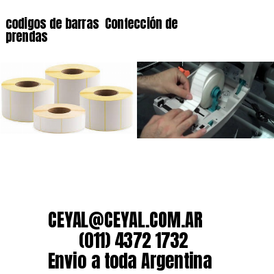 codigos de barras 	Confección de prendas