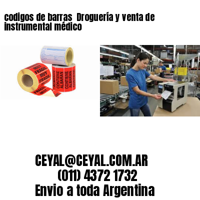 codigos de barras 	Droguería y venta de instrumental médico