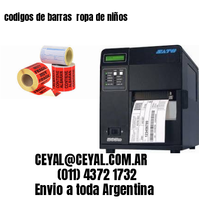 codigos de barras 	ropa de niños