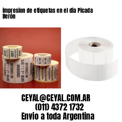 impresion de etiquetas en el dia Picada Berón