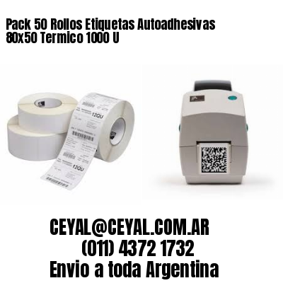 Pack 50 Rollos Etiquetas Autoadhesivas 80x50 Termico 1000 U