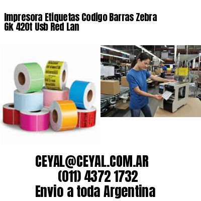 Impresora Etiquetas Codigo Barras Zebra Gk 420t Usb Red Lan