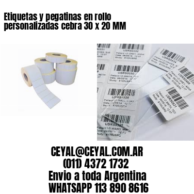 Etiquetas y pegatinas en rollo personalizadas cebra 30 x 20 MM