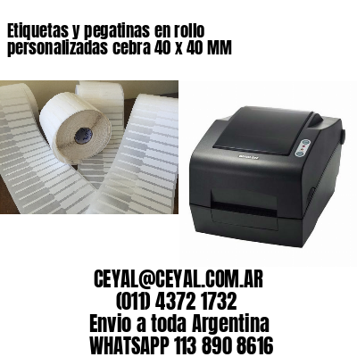 Etiquetas y pegatinas en rollo personalizadas cebra 40 x 40 MM