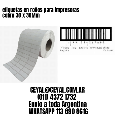 etiquetas en rollos para impresoras cebra 30 x 30Mm