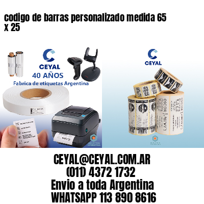 codigo de barras personalizado medida 65 x 25