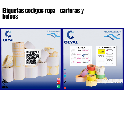 Etiquetas codigos ropa - carteras y bolsos