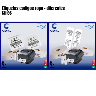 Etiquetas codigos ropa – diferentes talles