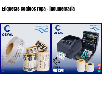 Etiquetas codigos ropa - indumentaria
