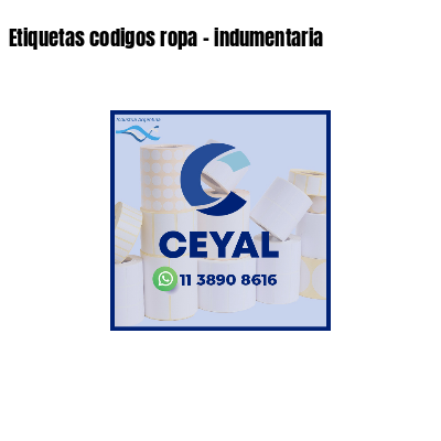 Etiquetas codigos ropa - indumentaria 