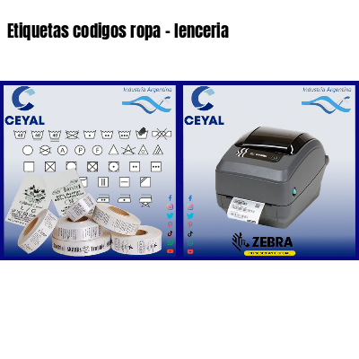 Etiquetas codigos ropa - lenceria 