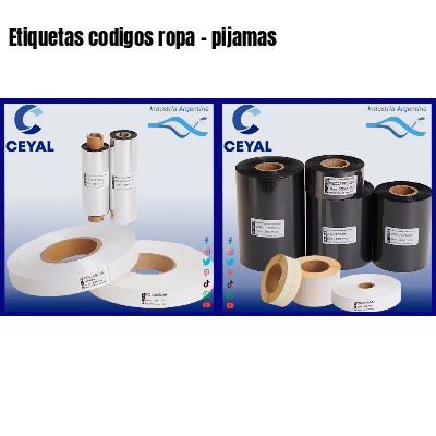 Etiquetas codigos ropa - pijamas 