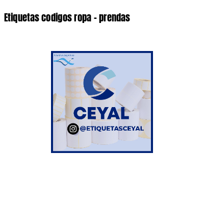 Etiquetas codigos ropa - prendas 