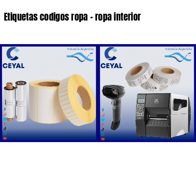 Etiquetas codigos ropa - ropa interior 