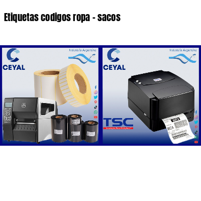 Etiquetas codigos ropa - sacos 