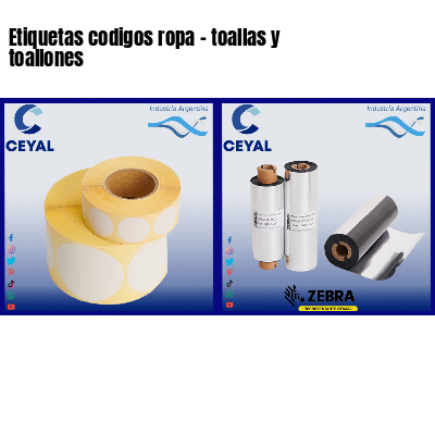 Etiquetas codigos ropa - toallas y toallones 