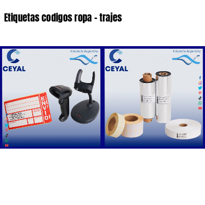 Etiquetas codigos ropa - trajes 
