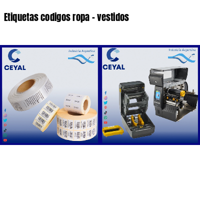Etiquetas codigos ropa - vestidos 