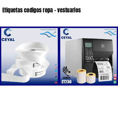 Etiquetas codigos ropa - vestuarios