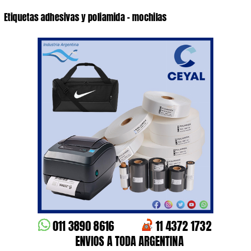 Etiquetas adhesivas y poliamida – mochilas