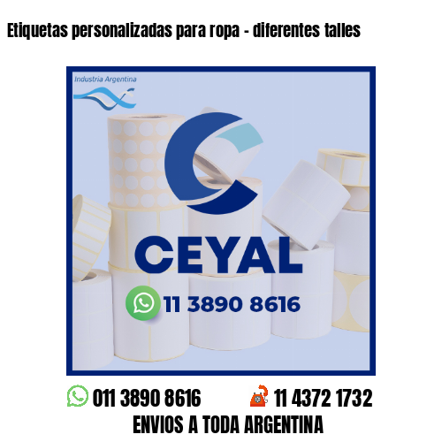 Etiquetas personalizadas para ropa - diferentes talles