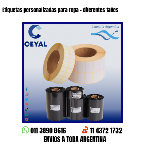 Etiquetas personalizadas para ropa – diferentes talles