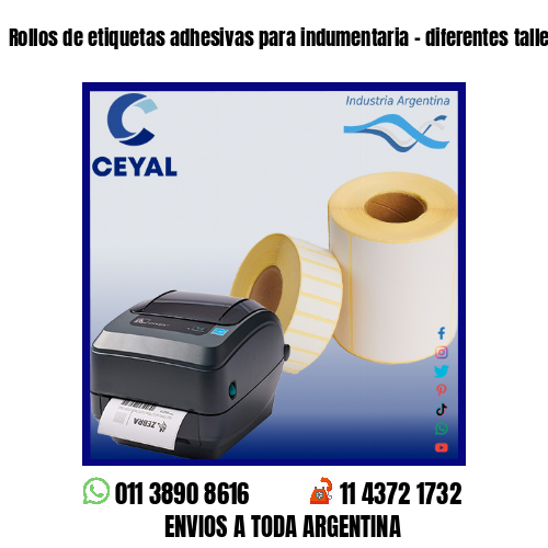 Rollos de etiquetas adhesivas para indumentaria – diferentes talles